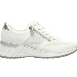 N4322 Laced Wedge Shoe - White Silver