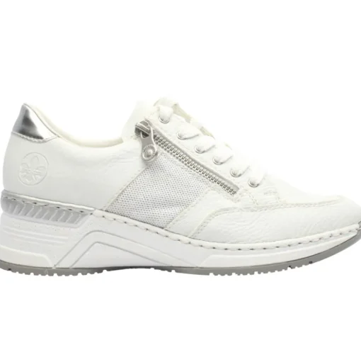 N4322 Laced Wedge Shoe - White Silver