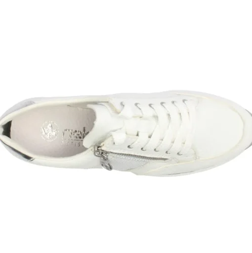 N4322 Laced Wedge Shoe - White Silver
